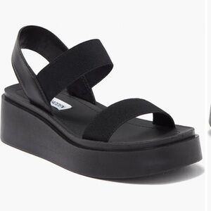 NWOT Steve Madden Janice Black Wedge Platform Sandals Size 6.5
